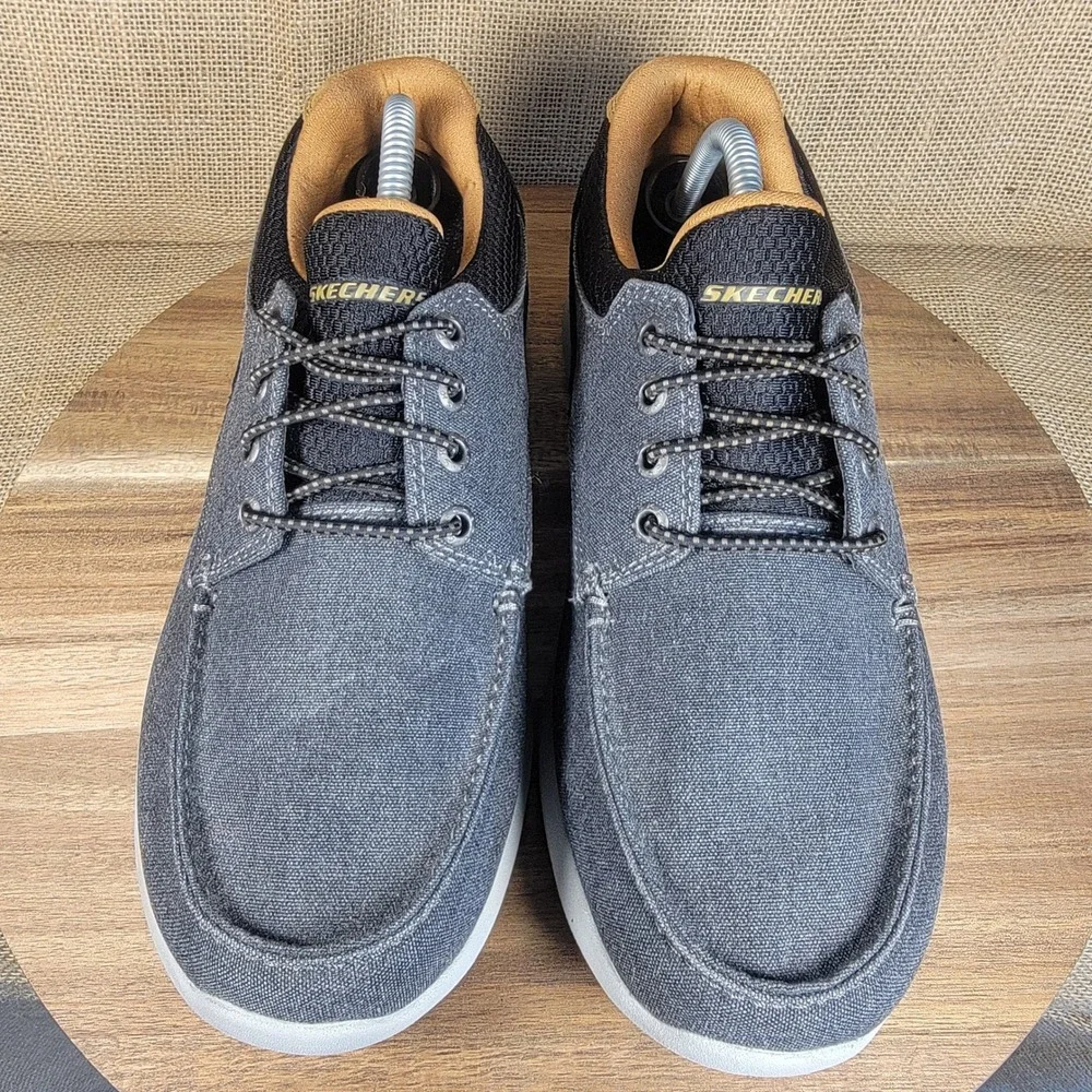 Skechers Elent Mosen Boat Shoes Air Cooled Memory Foam Extra Wide Gray Men's 9.5